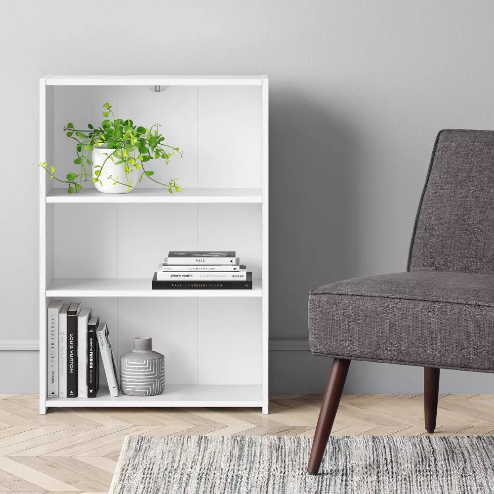 3-stufiges offenes Bücherregal mit verstellbaren Ebenen